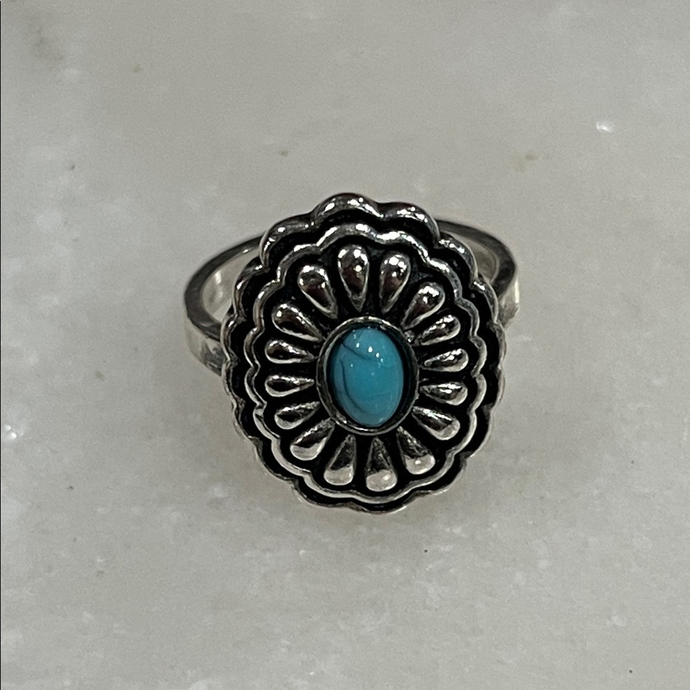 Artisan Silver Ring with Turquoise Accent